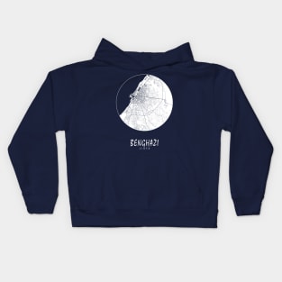 Benghazi, Cyrenaica, Libya City Map - Full Moon Kids Hoodie